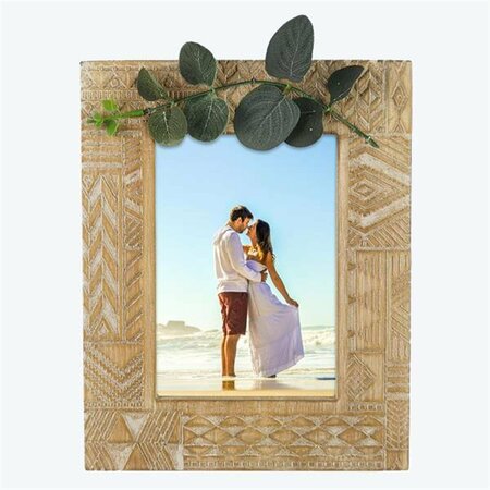 YOUNGS 5 x 7 in. Wood Carved Photo Frame with Artificial Leaves 20851